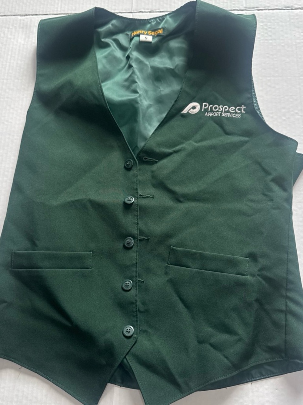 Prospect Airport Services uniform Men's Dark Green Vest by Henry Segal